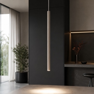 Lampada a sospensione cilindro rigato marrone 75 cm