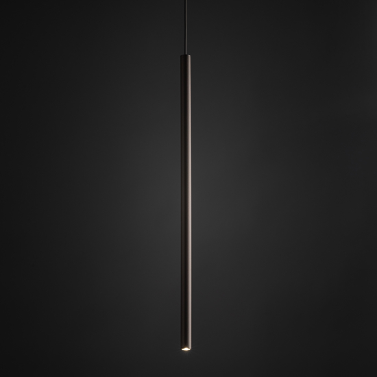 Lampada a sospensione cilindro rigato marrone 75 cm