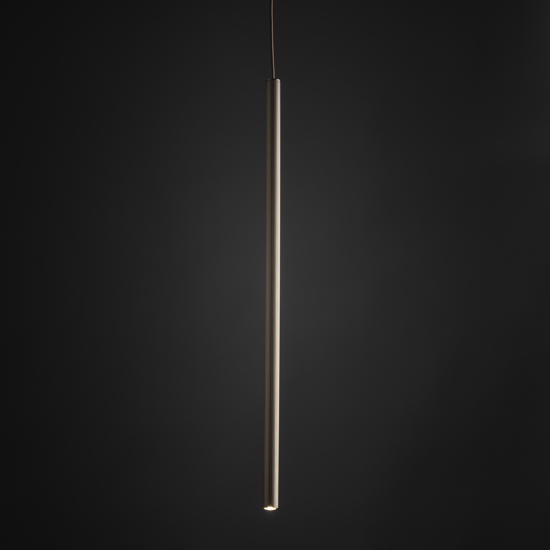 Lampadario cilindro 75 cm rigato a sospensione sabbia champagne