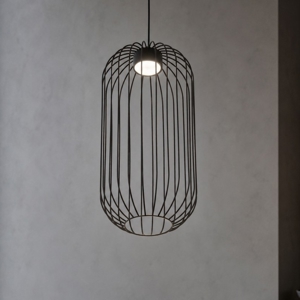 Lampadario a sospensione  nero gabbia di metallo design moderno