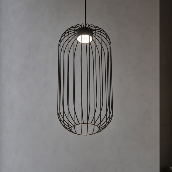 Lampadario a sospensione  nero gabbia di metallo design moderno