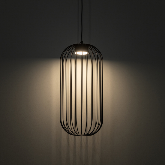 Lampadario a sospensione  nero gabbia di metallo design moderno