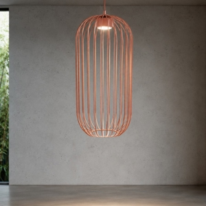 Lampada a sospensione gabbia di metallo rosso mattone design moderno