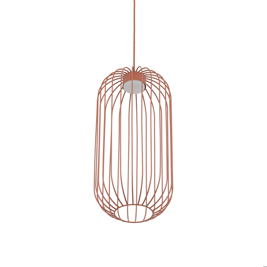 Lampada a sospensione gabbia di metallo rosso mattone design moderno
