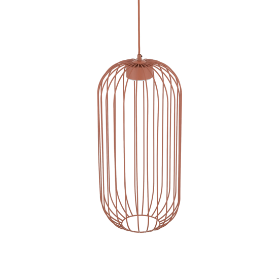 Lampada a sospensione gabbia di metallo rosso mattone design moderno