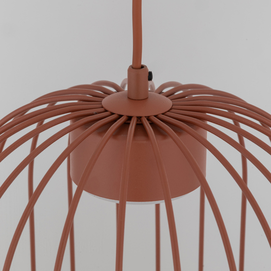Lampada a sospensione gabbia di metallo rosso mattone design moderno