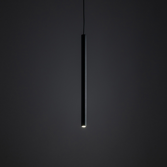 Lampada a sospensione cilindro nero 50 cm rigato per isola cucina