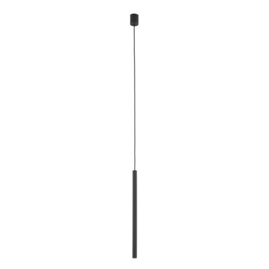 Lampada a sospensione cilindro nero 50 cm rigato per isola cucina