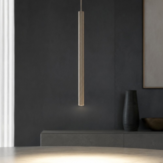 Lampada a sospensione sabbia cilindro 50 cm rigato in metallo moderno