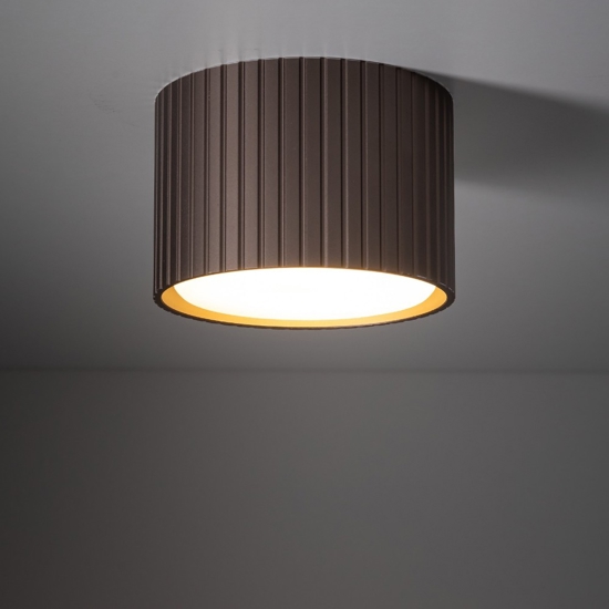 Faretto lampada da soffitto marrone cilindro rigato