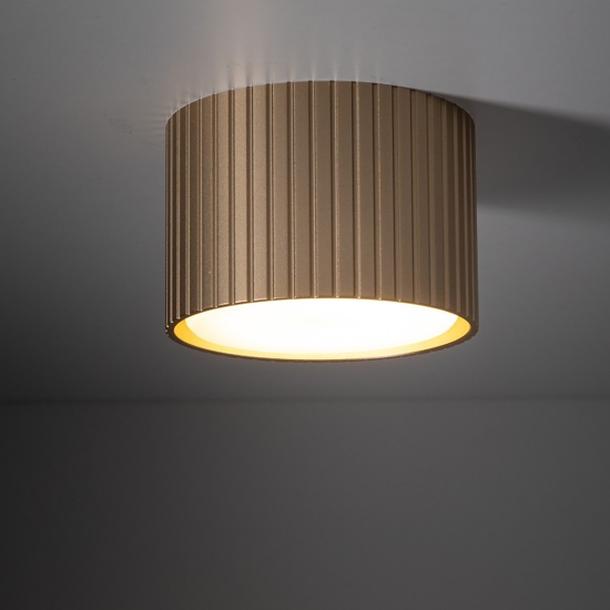 Faretto lampada da soffitto cilindro rigato champagne