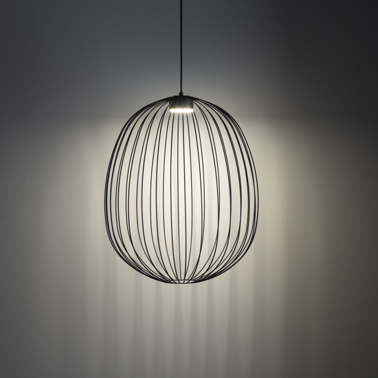 Lampadario nero gabbia di metallo a sospensione design moderno