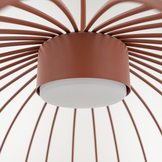 Lampadario a sospensione gabbia di metallo rosso mattone design moderno