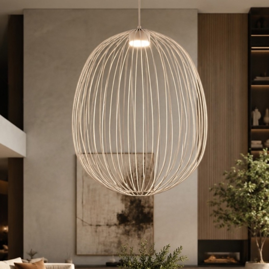 Lampadario gabbia di metallo sabbia a sospensione design moderno per soggiorno