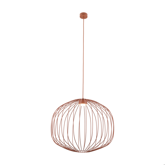 Lampadario a sospensione gabbia di metallo rosso mattone design moderno per soggiorno