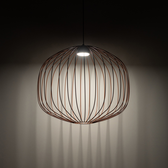 Lampadario a sospensione gabbia di metallo rosso mattone design moderno per soggiorno