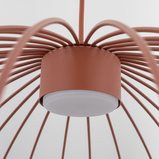 Lampadario a sospensione gabbia di metallo rosso mattone design moderno per soggiorno