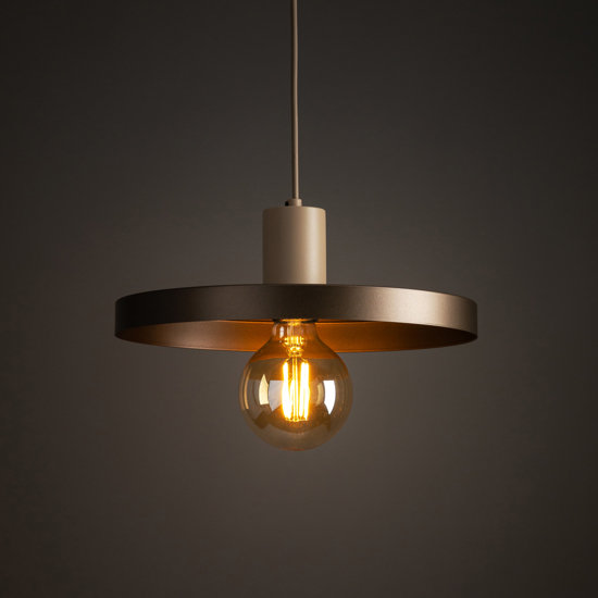 Lampada a sospensione 30 cm disco di metallo marrone sabbia