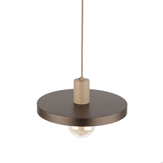 Lampada a sospensione 30 cm disco di metallo marrone sabbia