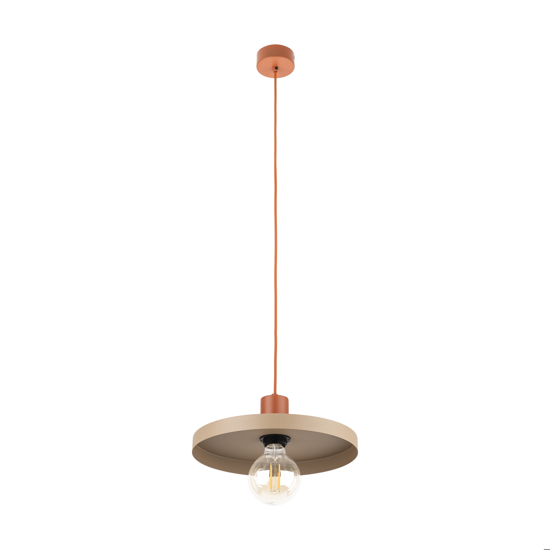 Lampada a sospensione disco 30 cm di metallo sabbia mattone