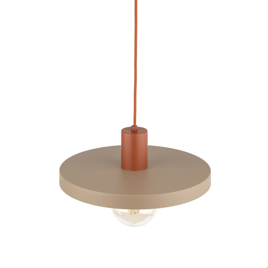 Lampada a sospensione disco 30 cm di metallo sabbia mattone