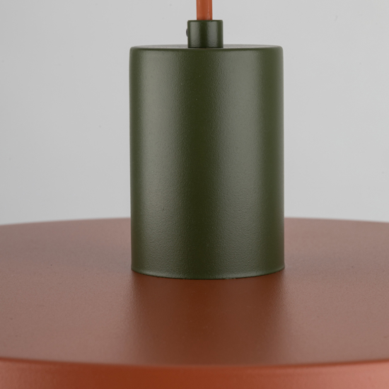 Lampada a sospensione 30 cm verde mattone disco di metallo
