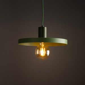 Lampada a sospensione 30 cm disco verde in metallo design moderna