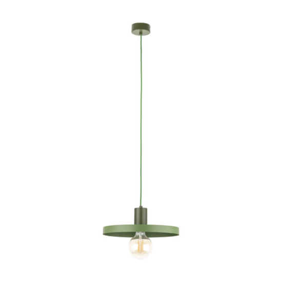 Lampada a sospensione 30 cm disco verde in metallo design moderna