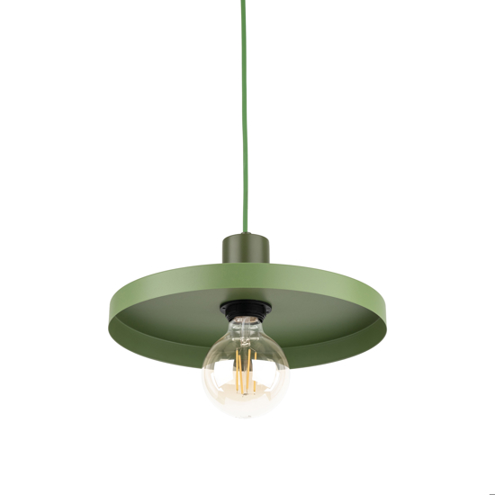 Lampada a sospensione 30 cm disco verde in metallo design moderna