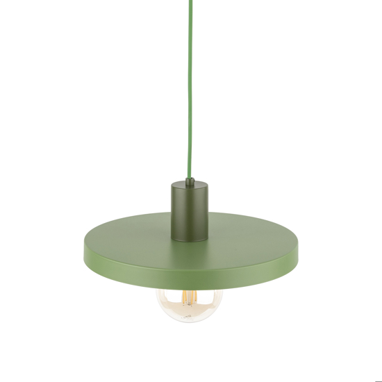 Lampada a sospensione 30 cm disco verde in metallo design moderna