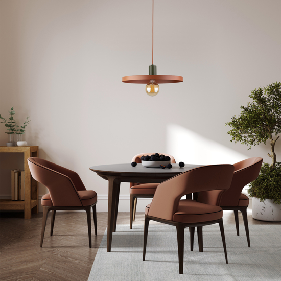 Lampadario a sospensione per sala da pranzo piatto 40 cm mattone verde