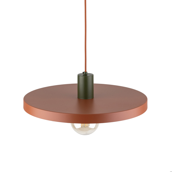 Lampadario a sospensione per sala da pranzo piatto 40 cm mattone verde