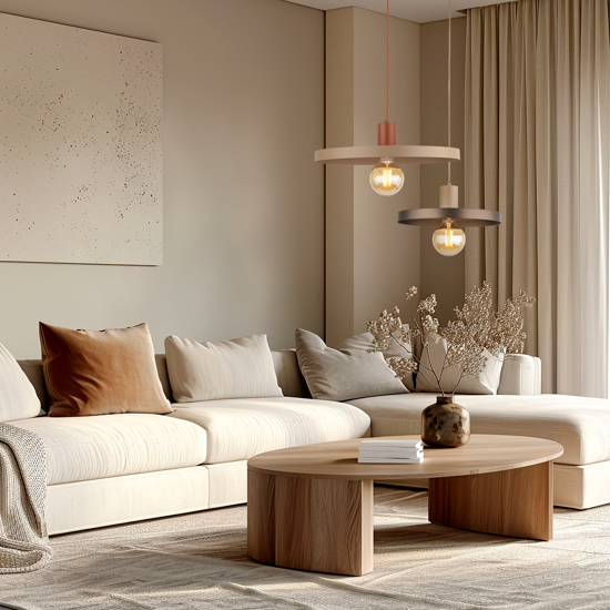 Lampadario a sospensione piatto 40 cm sabbia mattone per tavolo da pranzo
