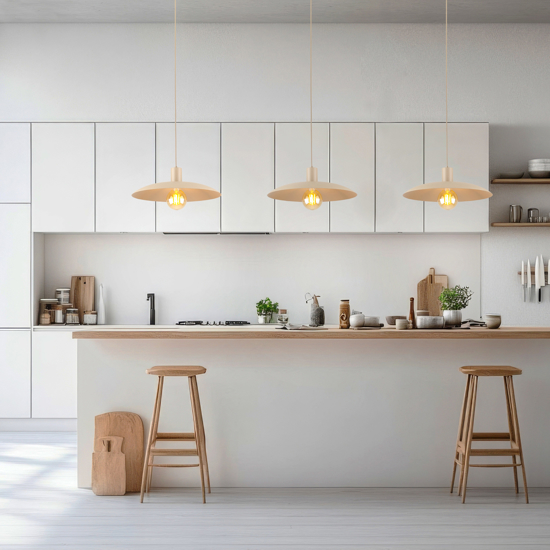 Lampadario piatto a sospensione 41 cm di metallo sabbia per cucina
