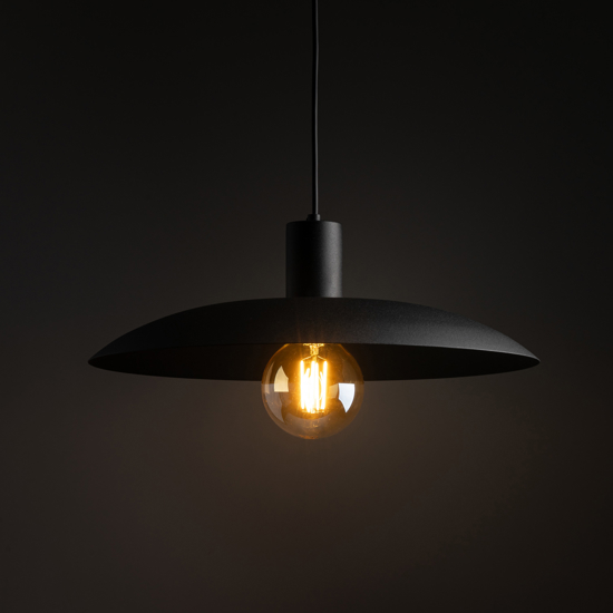 Lampadario piatto a sospensione nero 41 cm per cucina moderna