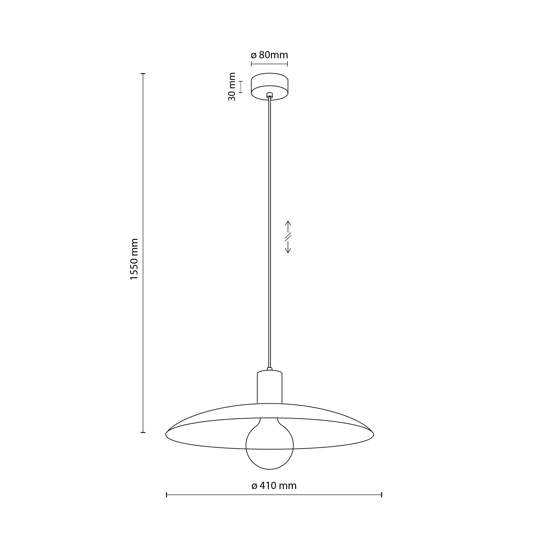 Lampadario piatto a sospensione nero 41 cm per cucina moderna
