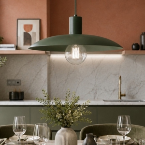 Lampadario per cucina piatto verde 41 cm di metallo