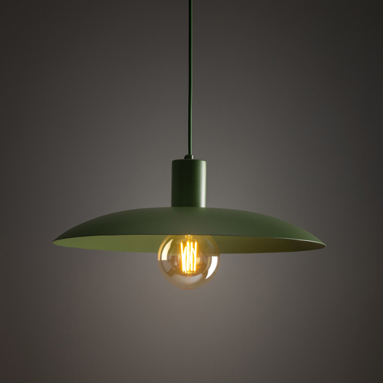 Lampadario per cucina piatto verde 41 cm di metallo