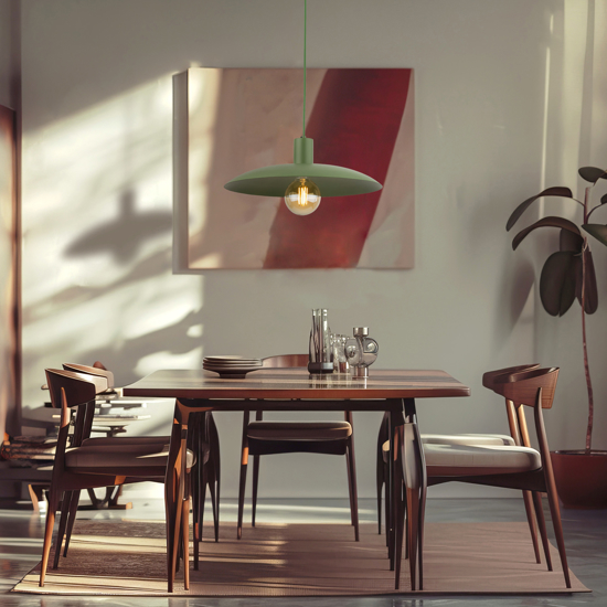 Lampadario per cucina piatto verde 41 cm di metallo