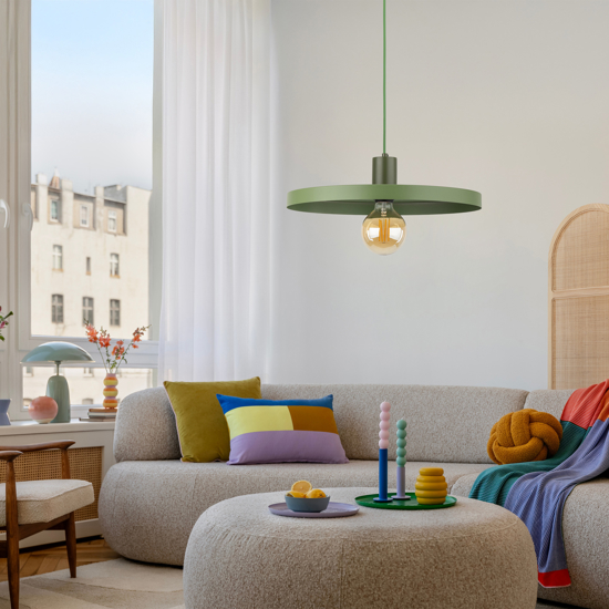 Lampadario a sospensione per cucina piatto 40 cm verde