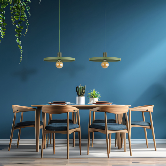 Lampadario a sospensione per cucina piatto 40 cm verde