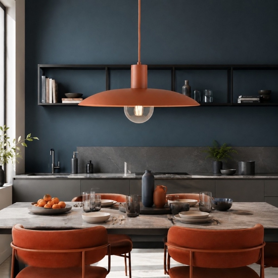 Lampadario piatto 41 cm a sospensione rosso mattone per cucina
