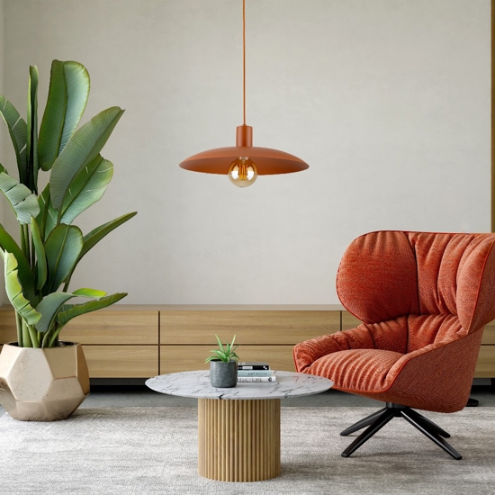 Lampadario piatto 41 cm a sospensione rosso mattone per cucina
