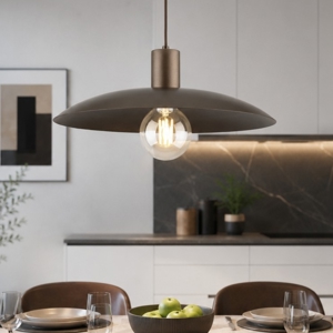 Lampadario piatto di metallo 41 cm marrone per cucina moderna