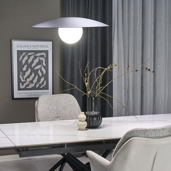 Lampadario disco nero in metallo 65 cm per cucina moderna sfera di vetro