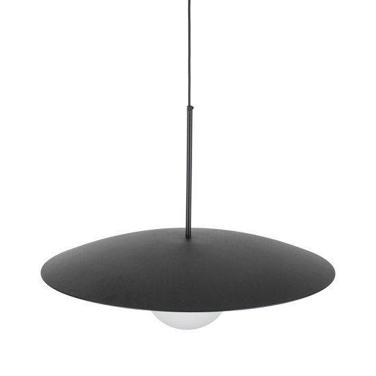 Lampadario disco nero in metallo 65 cm per cucina moderna sfera di vetro