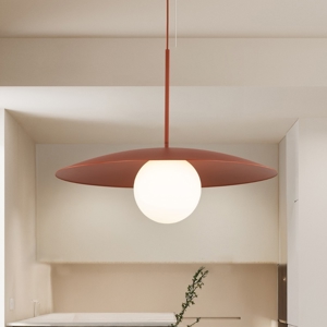 Lampadario per cucina moderna disco mattone sfera bianca 65 cm