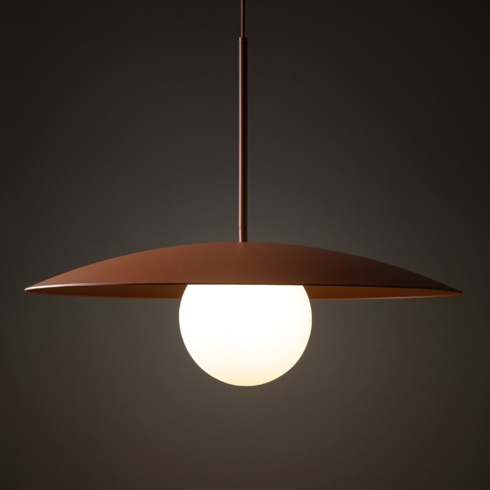 Lampadario per cucina moderna disco mattone sfera bianca 65 cm