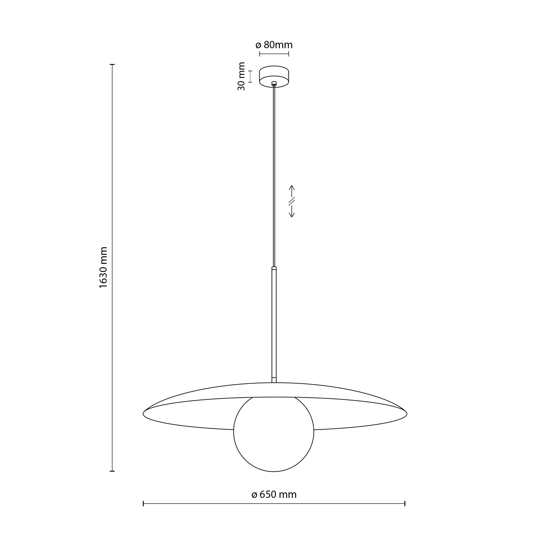 Lampadario per cucina moderna disco mattone sfera bianca 65 cm
