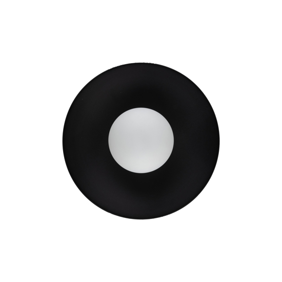 Plafoniera moderna nera rotonda con sfera di vetro bianco